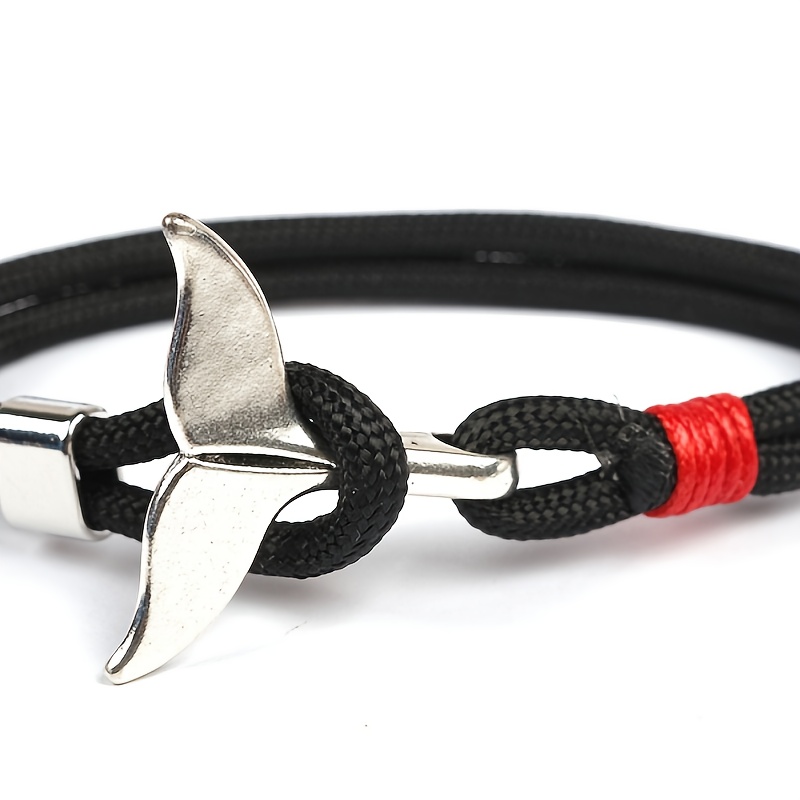 

1pc Creative Birthday Gift, Boat Anchor Style Bracelet, Whale Tail Bracelet, Men's And Women's Woven Rope Bracelet