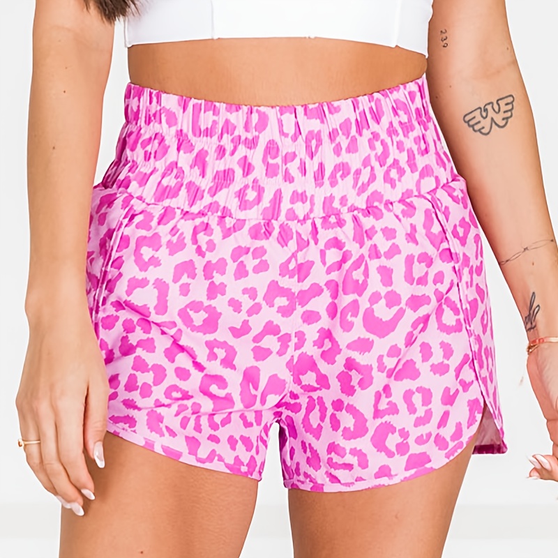 

Leopard Print High Waist Shorts, Casual Shorts For Spring & Summer, Women's Clothing