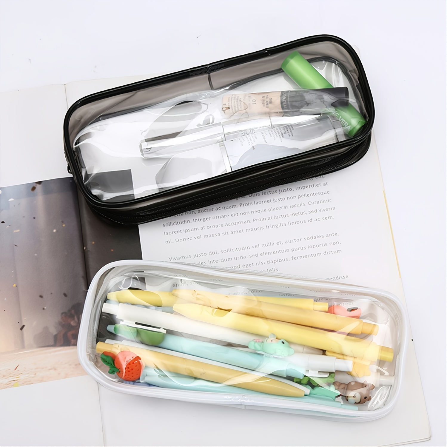 Clear Pencil Bag, Clear Exam Pencil Case, Waterproof Pvc Zippered