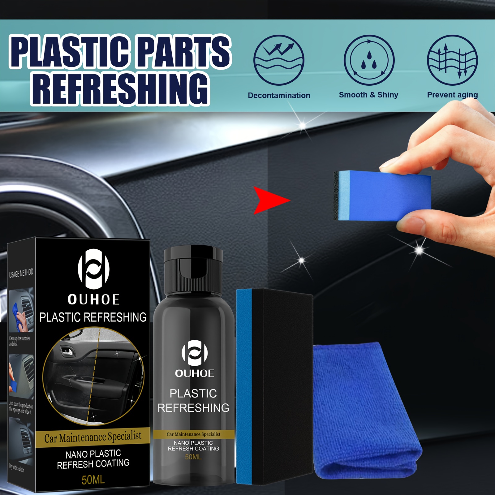 30ML Set Car Plastic Parts Retreading Agent Nano Plastic Refreshing Coating  Car Plastic Parts Retreading Agent Car Shampoo