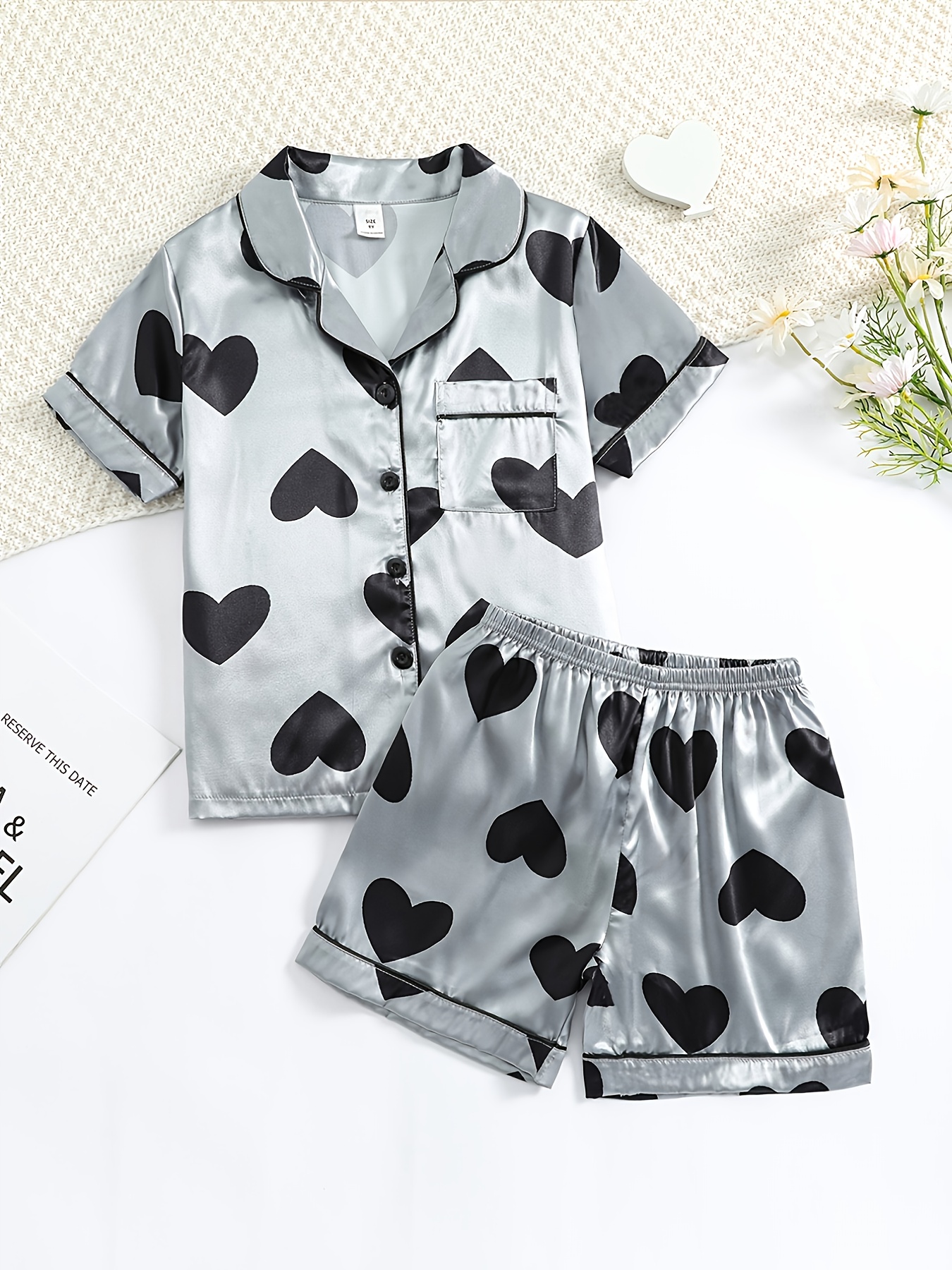 Teen Boys 2-piece Pajama Sets Allover Cute Cow Pattern Lapel Front Buckle  Chest Pocket Long Sleeve Casual PJ Sets For All Seasons