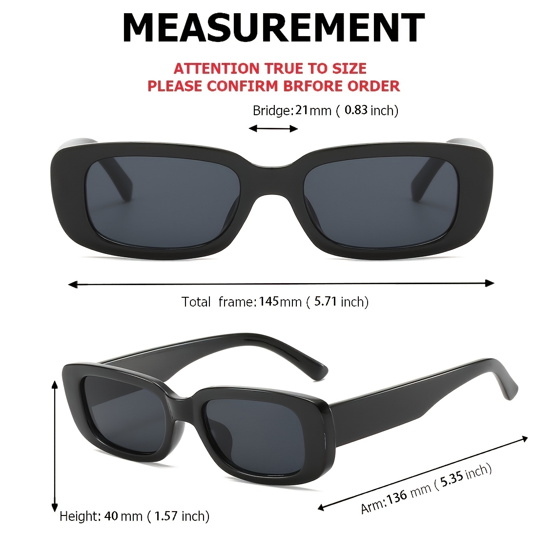 Retro Square Sun Glasses Classic Travel Small Rectangle Sunglasses Men UV400