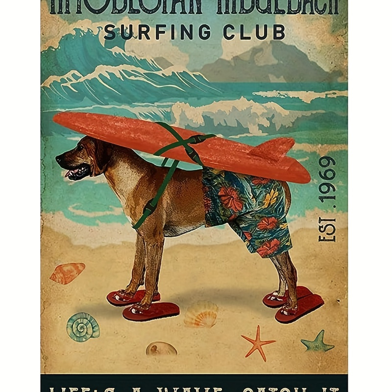 

1pc Vintage Rhodesian Ridgebach Surfing Club Decor For Restroom Bar Club Cafe Home Restaurant Wall Decoration 7.9x11.9inch Aluminum