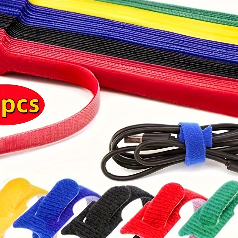 TEMU 50pcs Premium Adjustable Cable Ties - Reusable, Multicolor Nylon Fastening Straps With Closure For Office & Home Wire Management