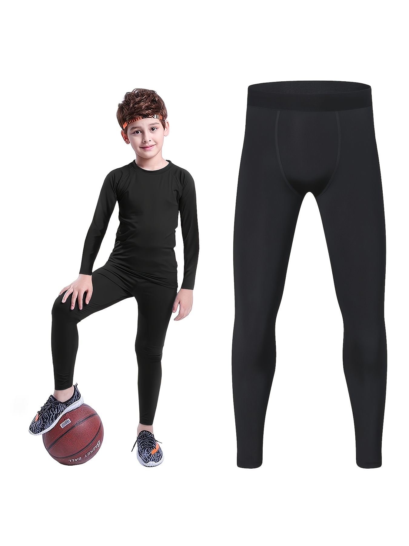 Boys&Girls Thermal Pants Baselayer Leggings Warm Tights Fleece-Lined  Compression Pants Kids Youth 