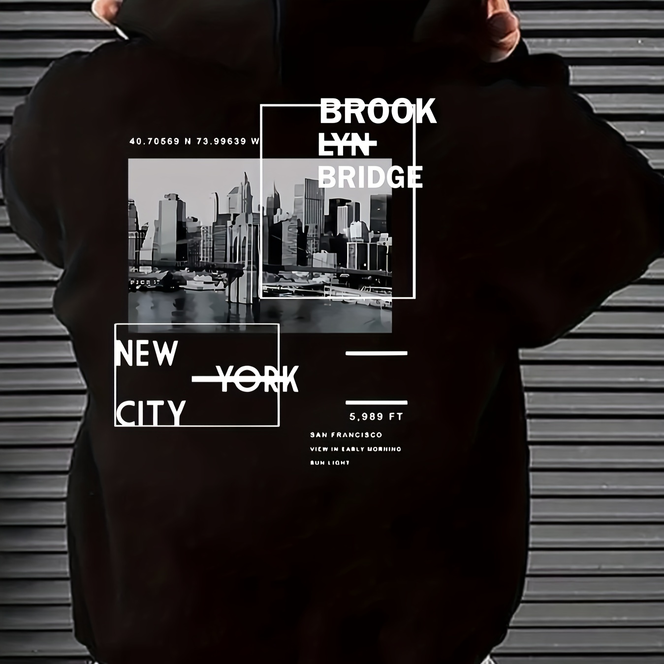 

Vue de la ville de New York Imprimer Sweat à capuche kangourou décontracté et confortable pour hommes, sweat à capuche à manches longues tendance, haut polyvalent parfait pour l'automne et l'hiver