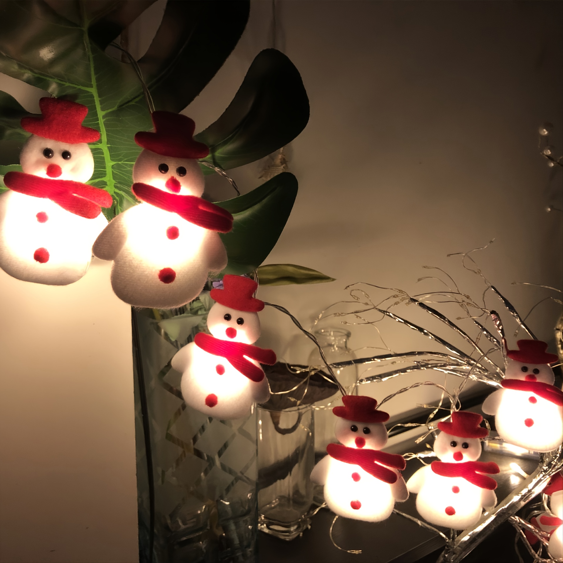 1 set of led christmas snowman string lights christmas ornaments decorations for christmas tree festive party 5 4ft 1 65m 10 lights details 2