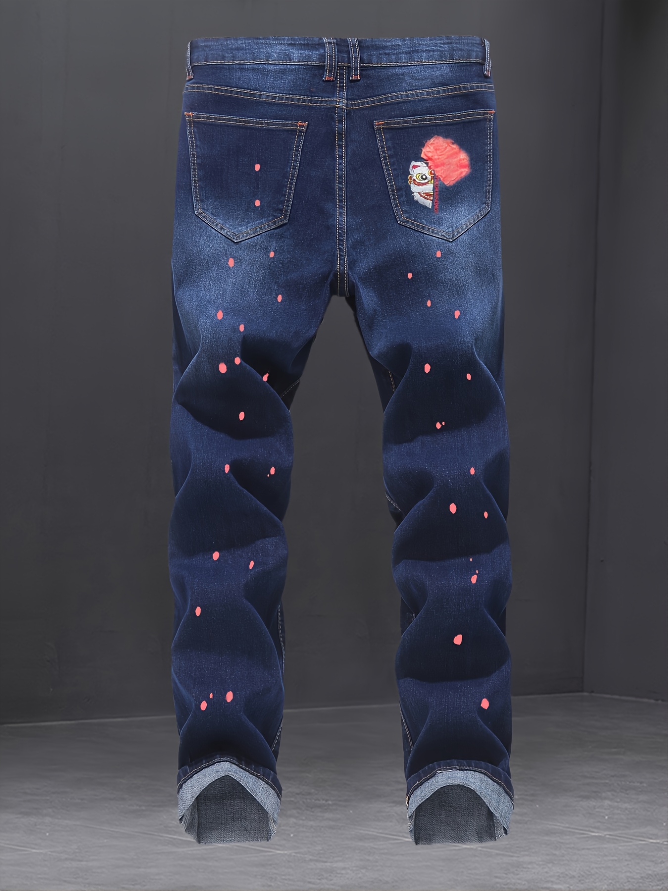 Men's Stylish Jeans With Embroidered Patch Print Best Sellers - Temu