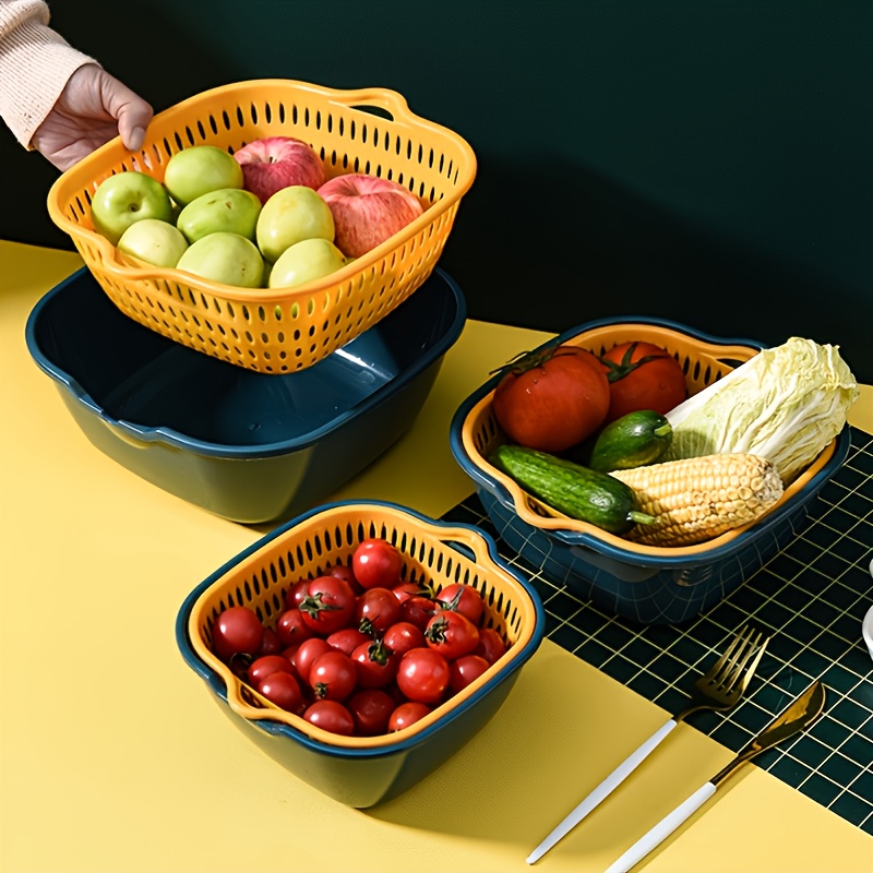 Fruit Vegetable Washing Basket Plastic Colander Kitchen Drain