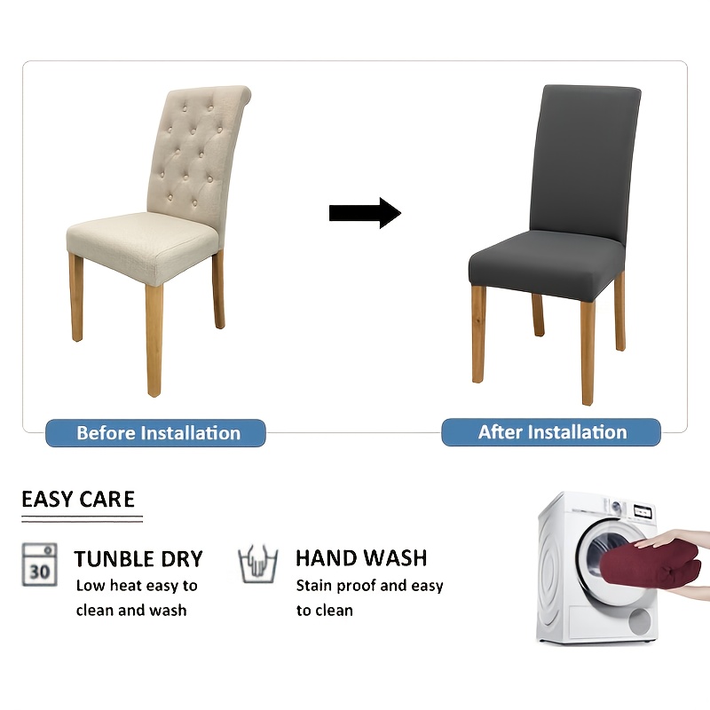 Solid Elastic Chair Slipcover Dining Chair Covers