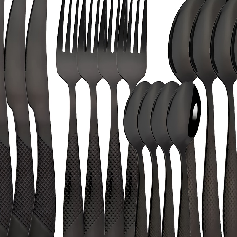 

16 Pcs, Mirror Cutlery Stainless Steel Dinnerware Set, Fork Spoon Knife Flatware Set, Home Hotel Tableware Set, Kitchen Items, Kitchen Stuff, Kitchen Supplies