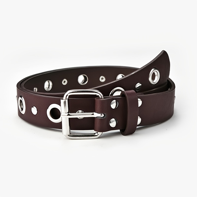 Women Double Grommet Leather Casual Jean Belt