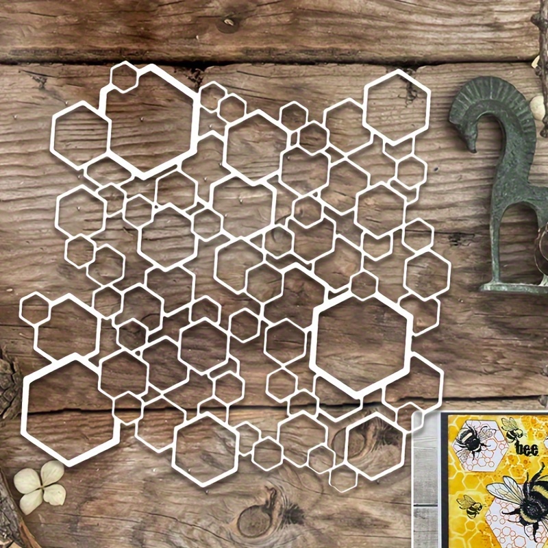 

Beehive Hexagon Plastic Stencil For Diy Scrapbooking, Embossing, Greeting Card Decoration, Photo Albums, And Crafts - 5.98in, Ideal For Mother's Day And Birthday Wishes