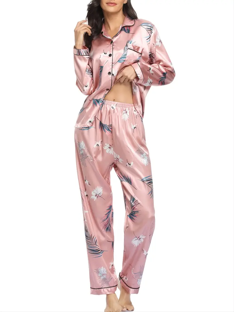 Women's Pajamas Set Long Sleeve Sleepwear Button Nightwear - Temu