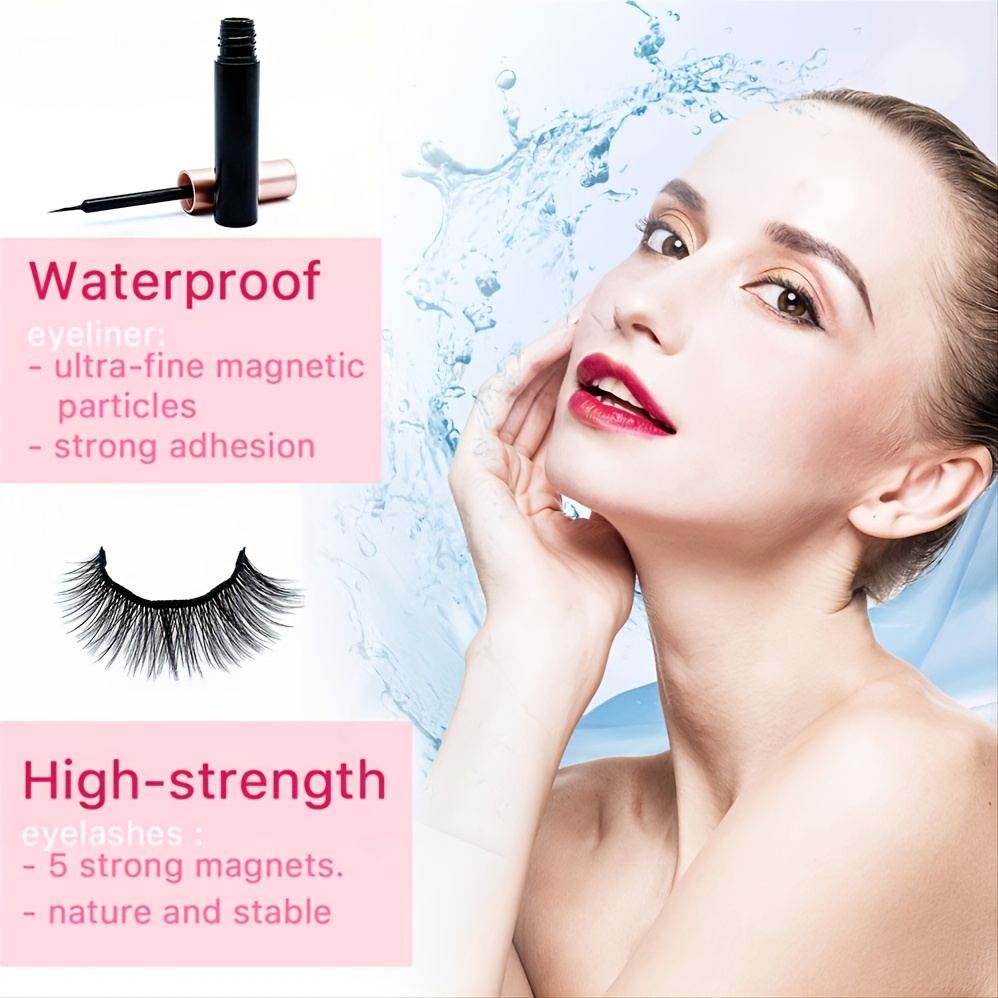 3 Pairs Magnetic Eyelashes 3D Mink Makeup Lashes Set Natural False Cils