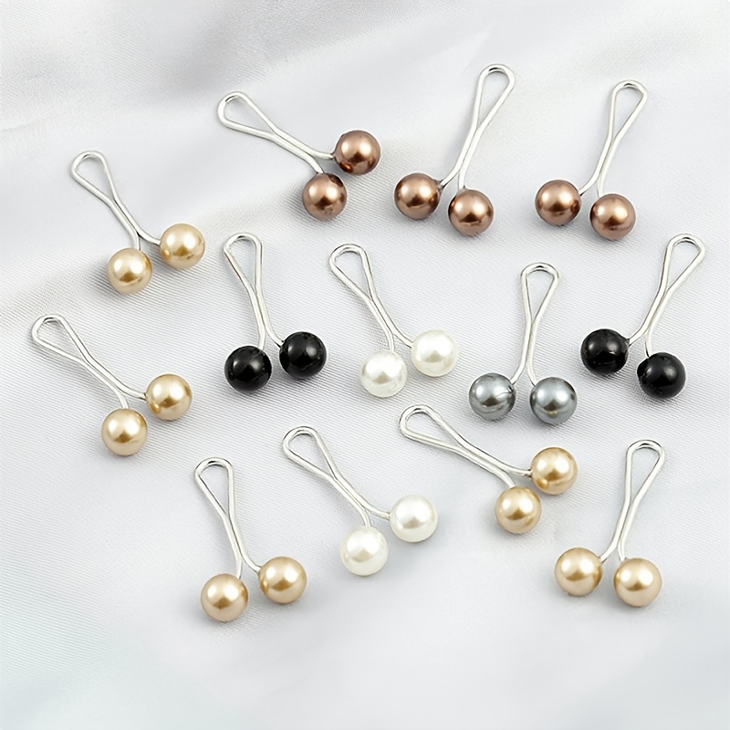 Monochrome Simple Pins Imitation Pearl Stainless Steel Silk - Temu