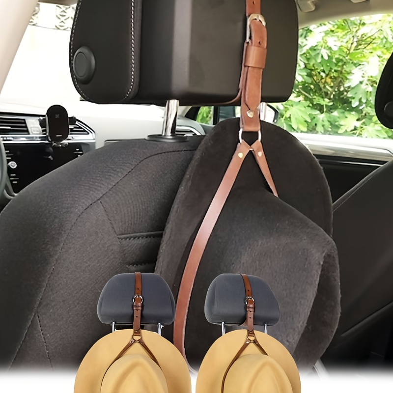 elegant   leather car hat rack secure stylish seat organizer for all hats   no damage details 3