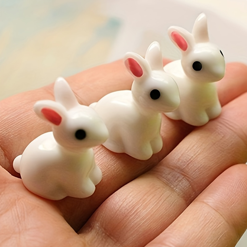 

10 Mini Easter Rabbit Statues, Mini Resin Rabbit Ornaments, For Diy Mini Landscape Decoration, Suitable For Room Office Decoration, Christmas Valentine's Day New Year Gift