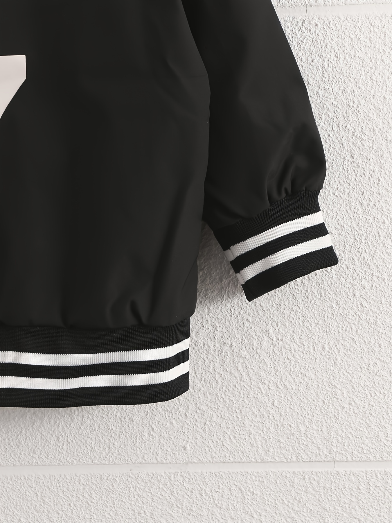 Boys Letter Number Print Striped Trim Baseball Jacket