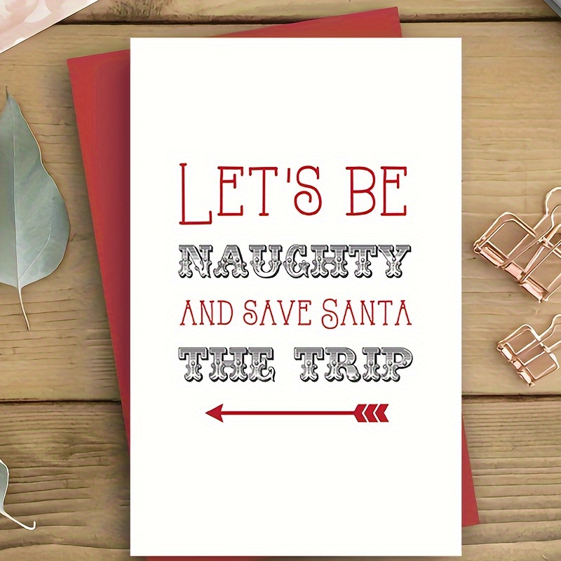 

1pc Humorous Christmas Greeting Card With Envelope - "let's And Save Santa The Trip" - Festive Holiday Note Card For Anyone