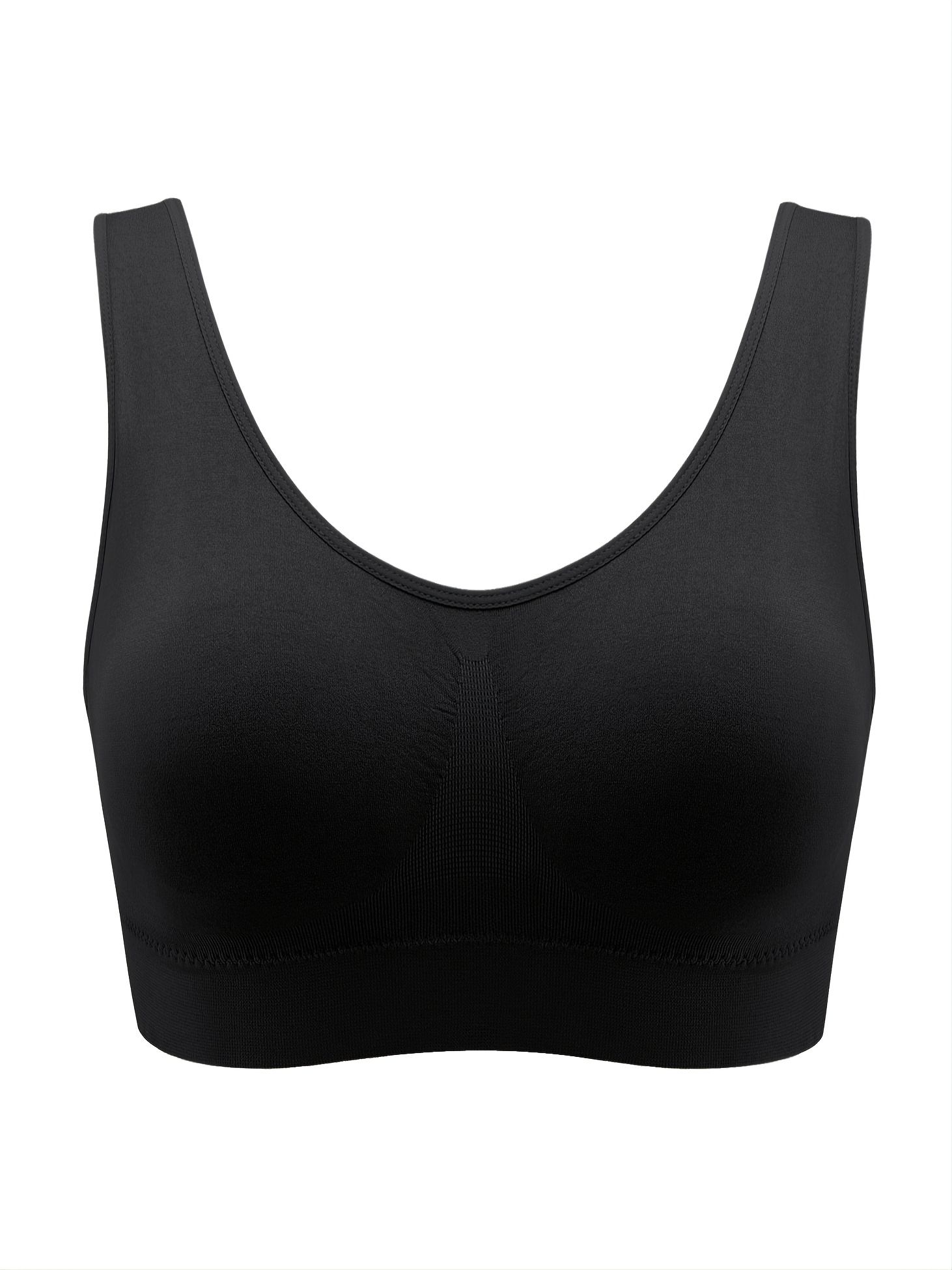 Plus Size Seamless Comfy Breathable Solid Bra Women's Plus - Temu