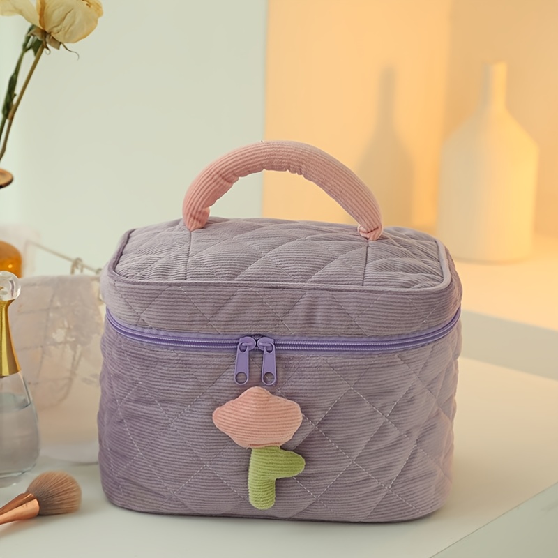 Cute Toiletry Bag Storage Bag, Portable Soft Sponge Flower Large Capacity  Portable Cosmetic Bag - Temu