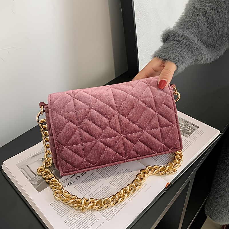 Quilted Crossbody Bag for Women Trendy - Small PU Leather Clutch