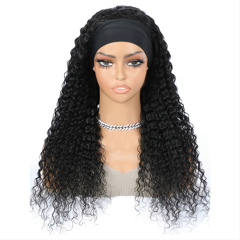 Deep Wave Headband Wig Brazilian Human Hair Wigs For Women Natural Hair  Curly Human Hair Wigs Fall Machine Glueless Wig | Free Shipping For New  Users | Temu