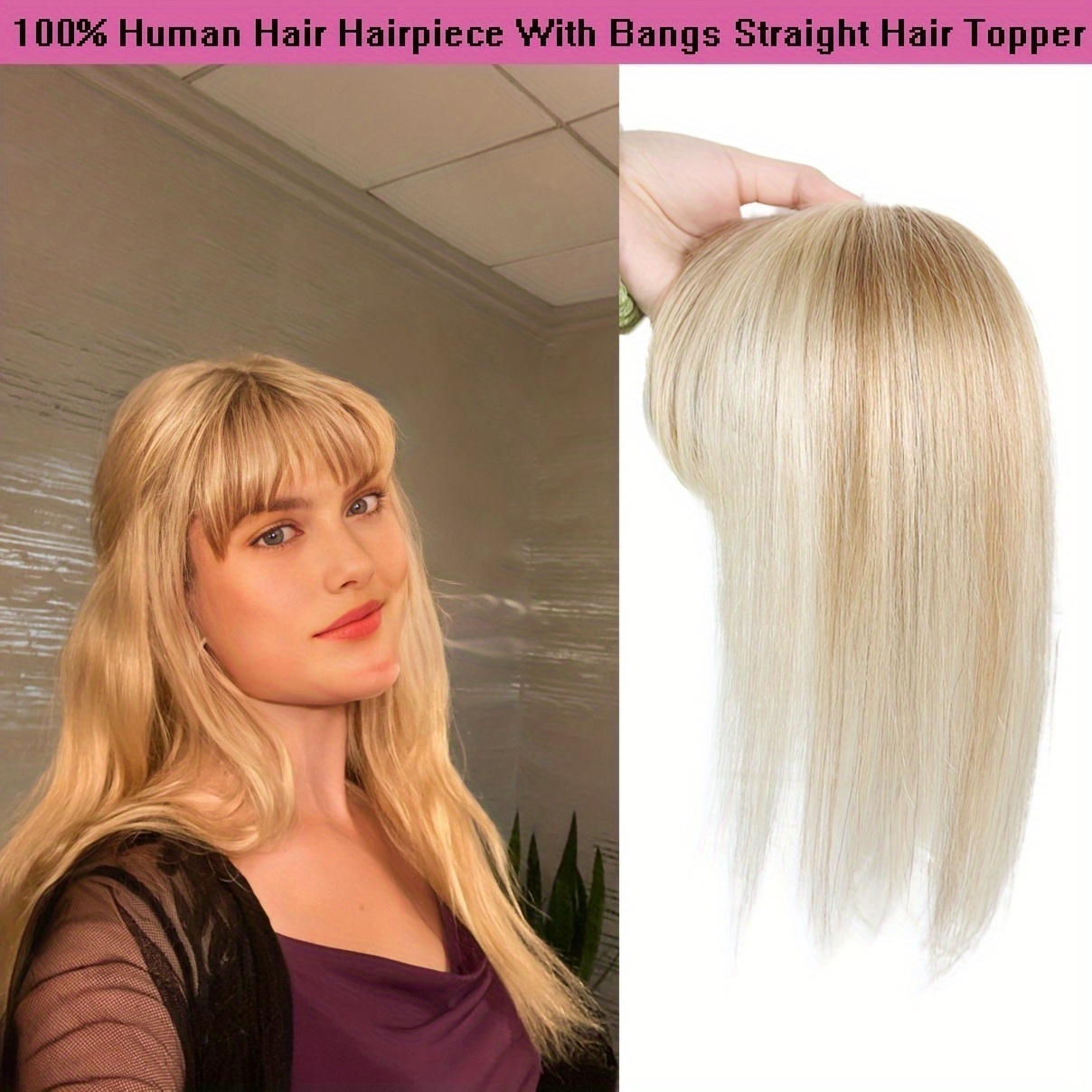 straight human hair clip in bangs made from 100 real human hair topper with bangs hair featuring wispy styles and   3    hair extensions are   women looking for   bangs to       12p613 color details 1