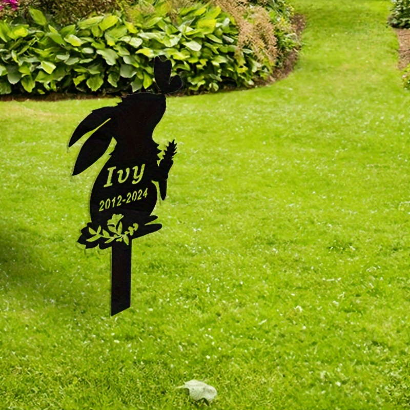 

Personalized Metal Rabbit Garden Stake Memorial - Custom Outdoor Bunny Yard Art, Iron Easter , Mounting For 14+