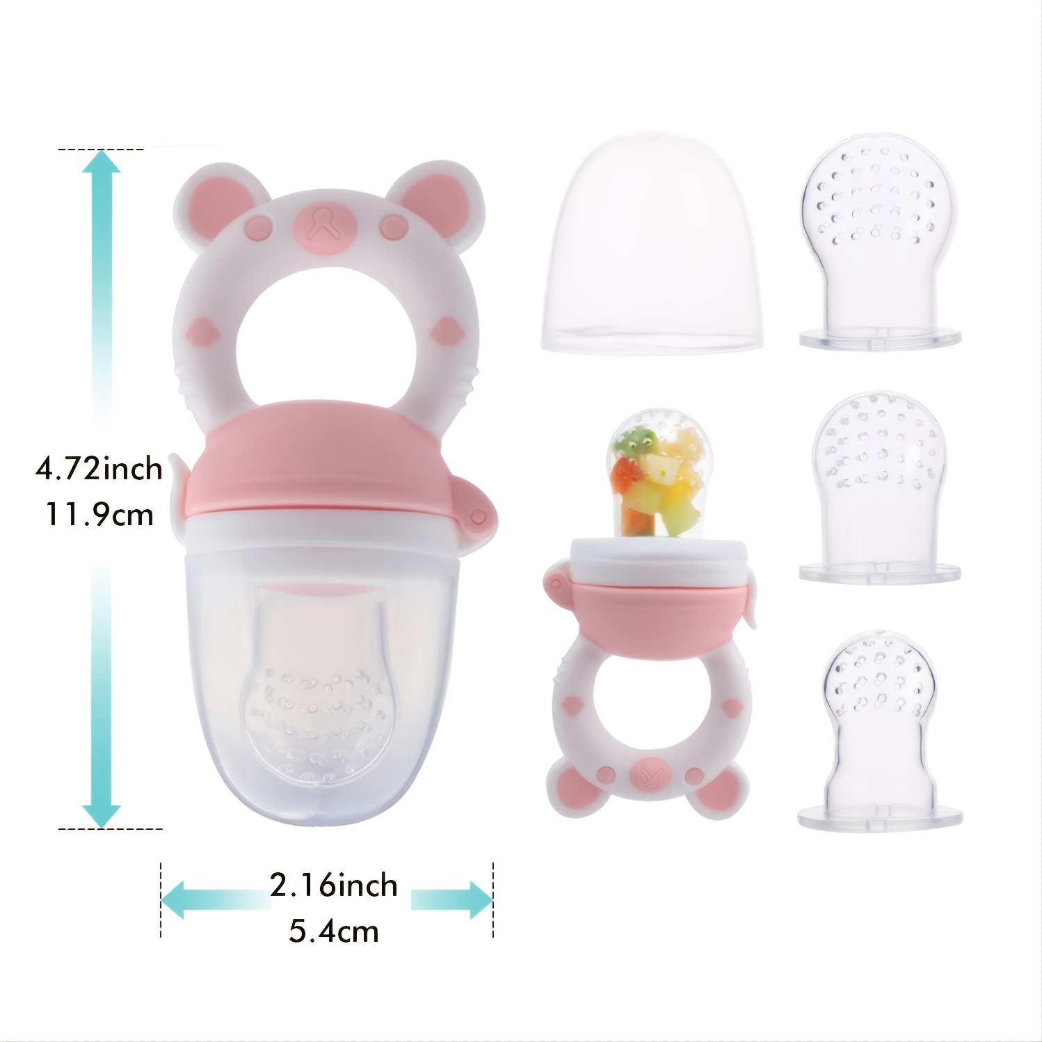 Teether Baby Feeding Set, Silicone Feeding Bottle With Spoon, Squeeze Baby  Food Dispensing Spoon Feeder, Fresh Food Feeder Pacifier, Strawberry  Teether, Pacifier Chain Clips Holder, 3-size Nipples, Halloween,  Thanksgiving, Christmas Gift 
