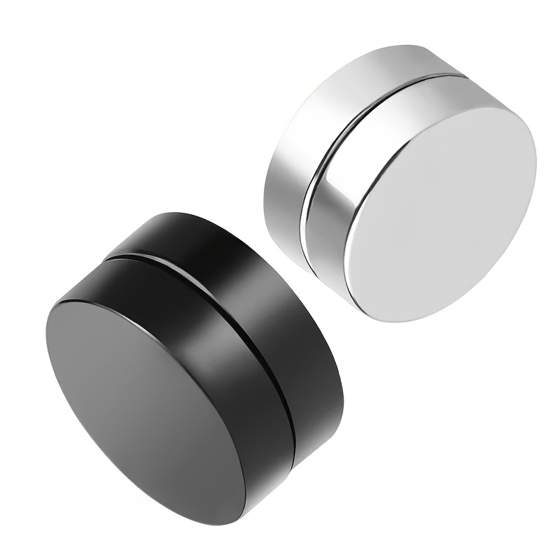 Black Magnetic Stud Earrings Stainless Steel Clip - Temu