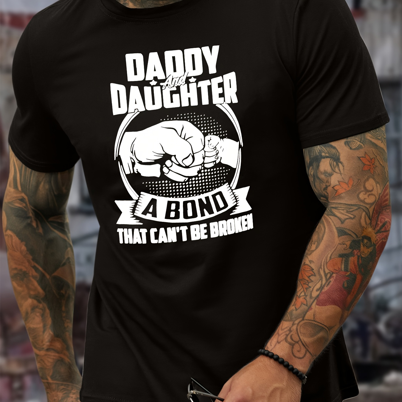 

Dad And Daughter Print Tee Shirt, Tees For Men, Casual Short Sleeve T-shirt For Summer