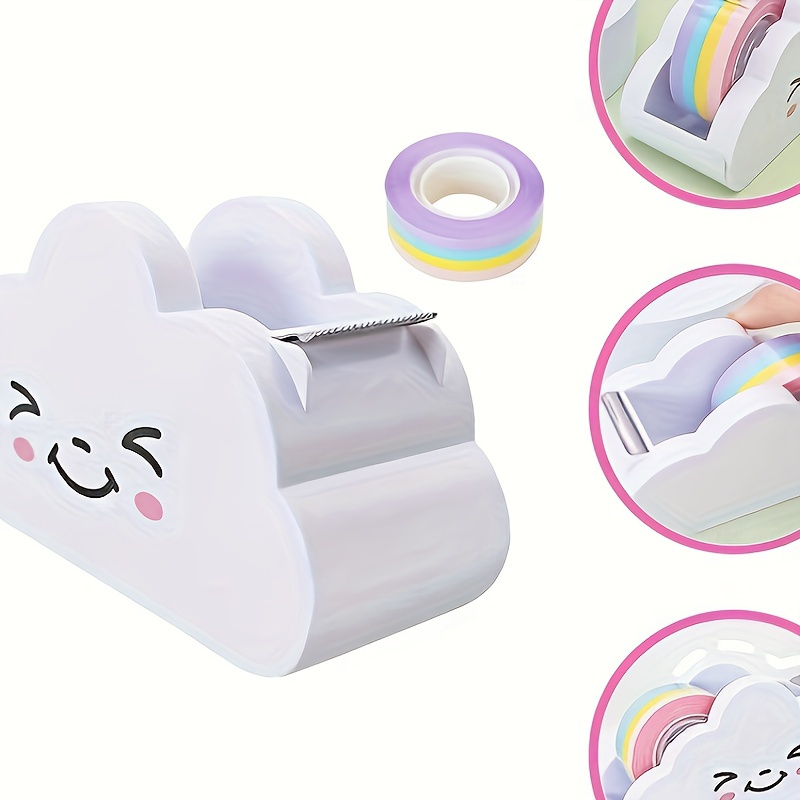 

Colorful Cloud-shaped Tape Dispenser With Rainbow Roll - Perfect For Office & School