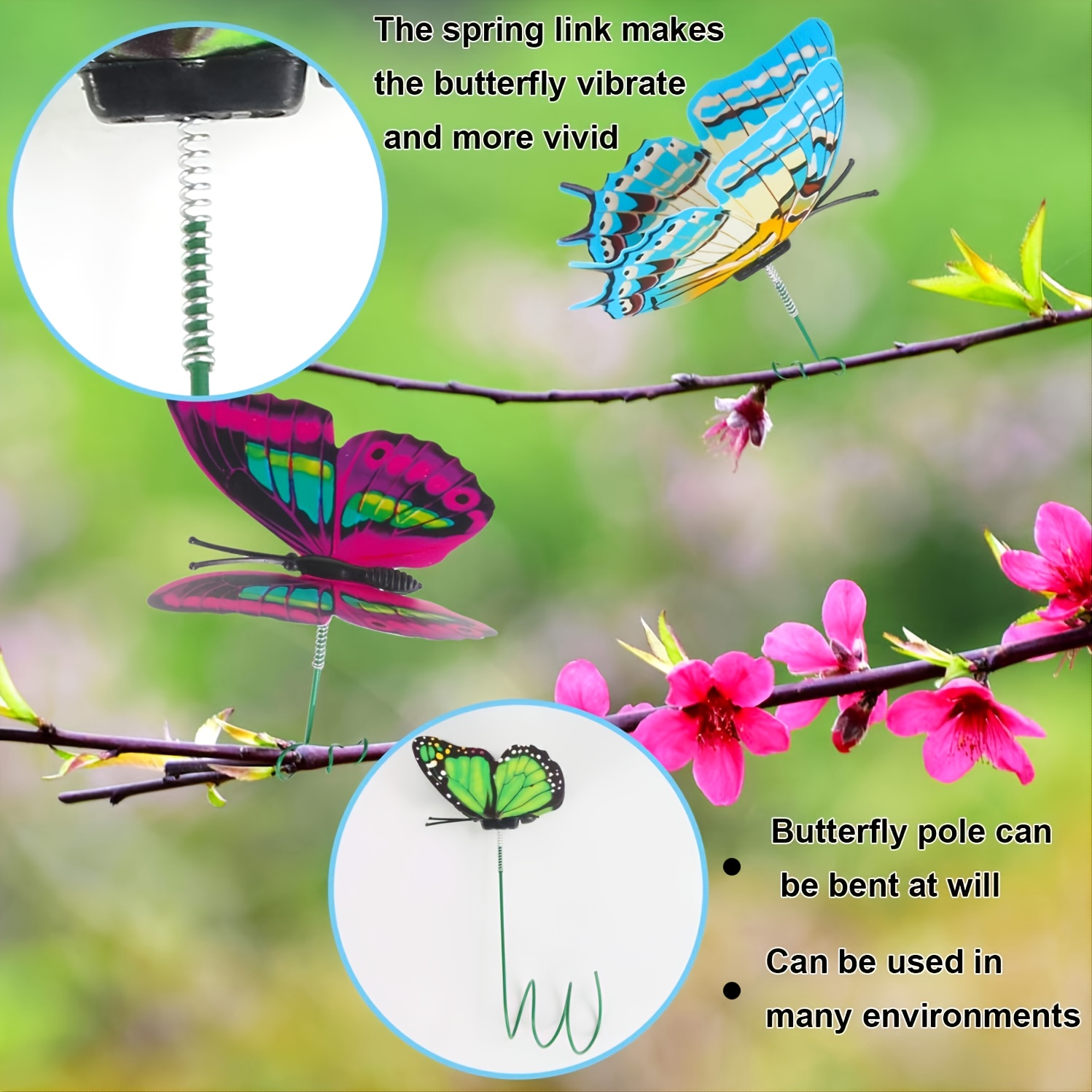 50PCS Butterfly Decorations, Garden Butterflies on Sticks