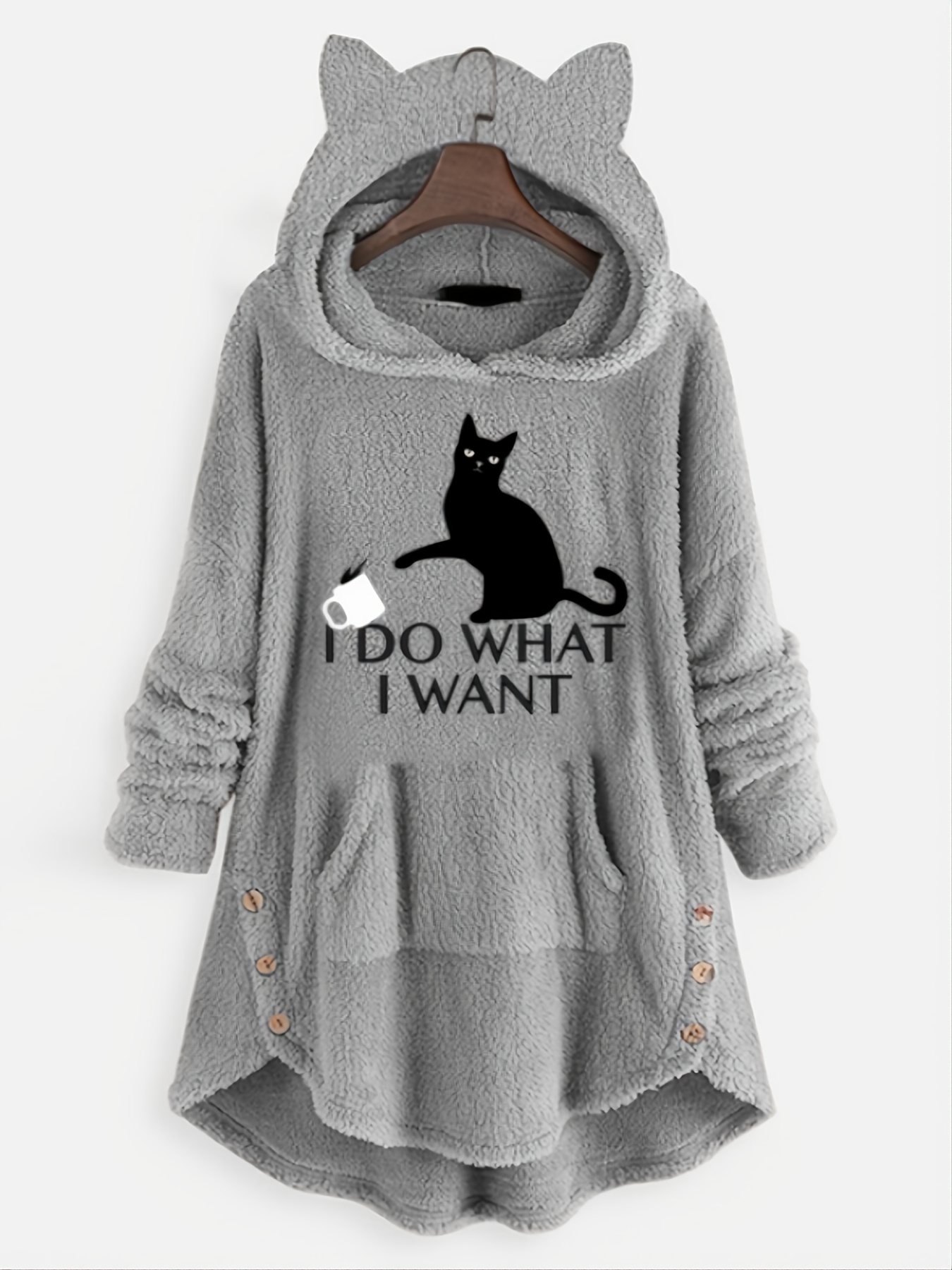 Casual Cartoon Print Loose Hoodie, Drawstring Hooded Pocket Fashion Long  Sleeve Sweatshirt, Women's Clothing