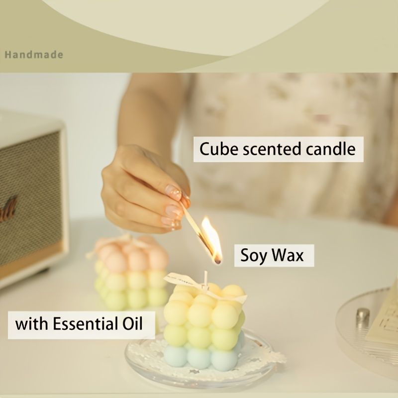 1pc Bubble Cube Candle, Decorative Candles Soy Wax Scented Candle For Birthday Wedding Candle Christmas Gifts, Aesthetic Candle details 7