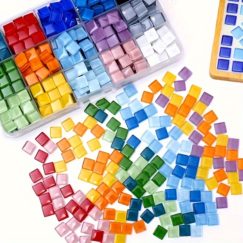 

100pcs Colorful Crystal Glass Mosaic Tiles - Diy Craft & Art Supplies, Decorative Sequin Puzzle For Handmade Projects