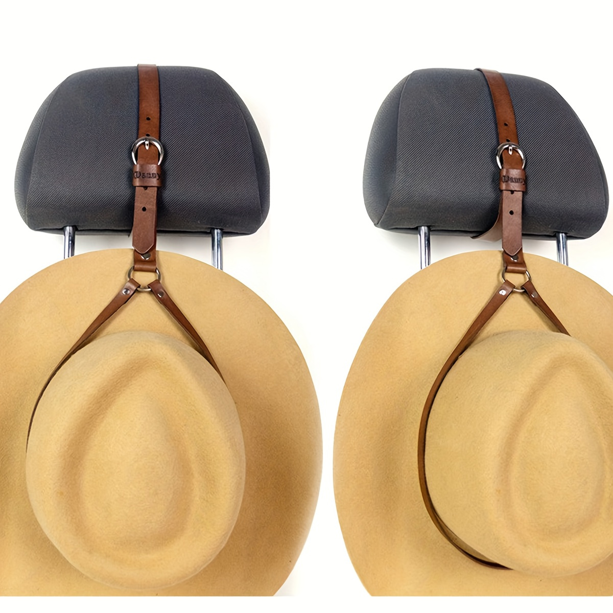 elegant   leather car hat rack secure stylish seat organizer for all hats   no damage details 2