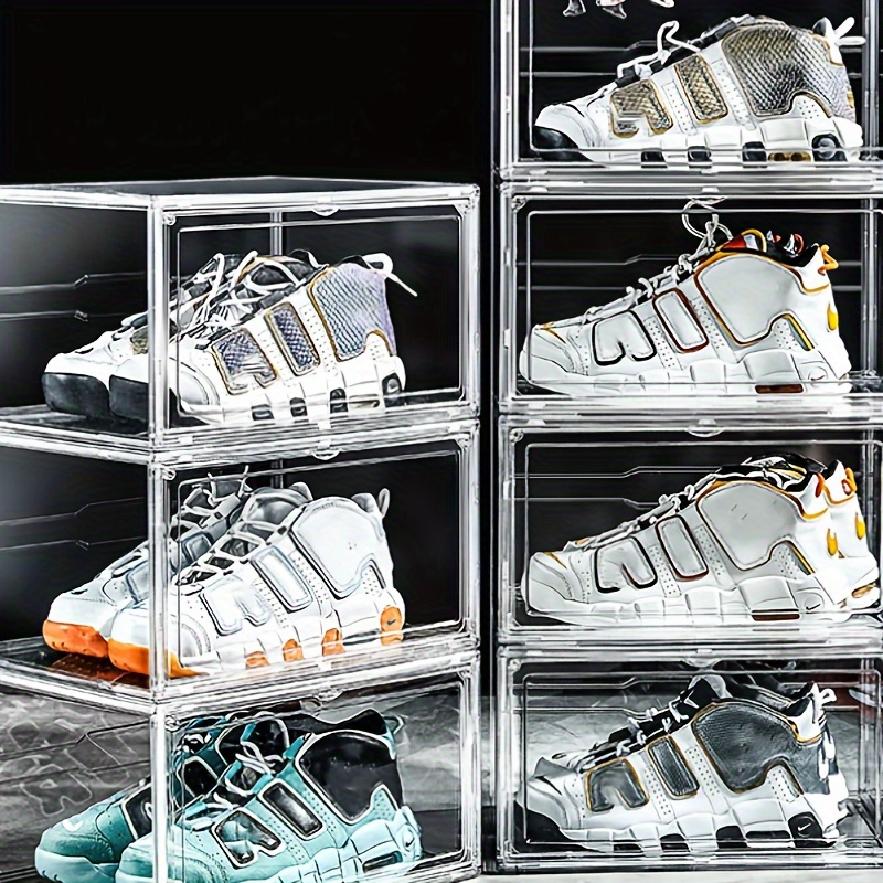 

1pc Stackable Shoe Storage Box, Transparent Acrylic Shoe Box, Sneakers Display Box With Side-opening Doors, Dustproof Sports Shoe Box, Room Decor, Shoes Organization, Home Storage And Organization