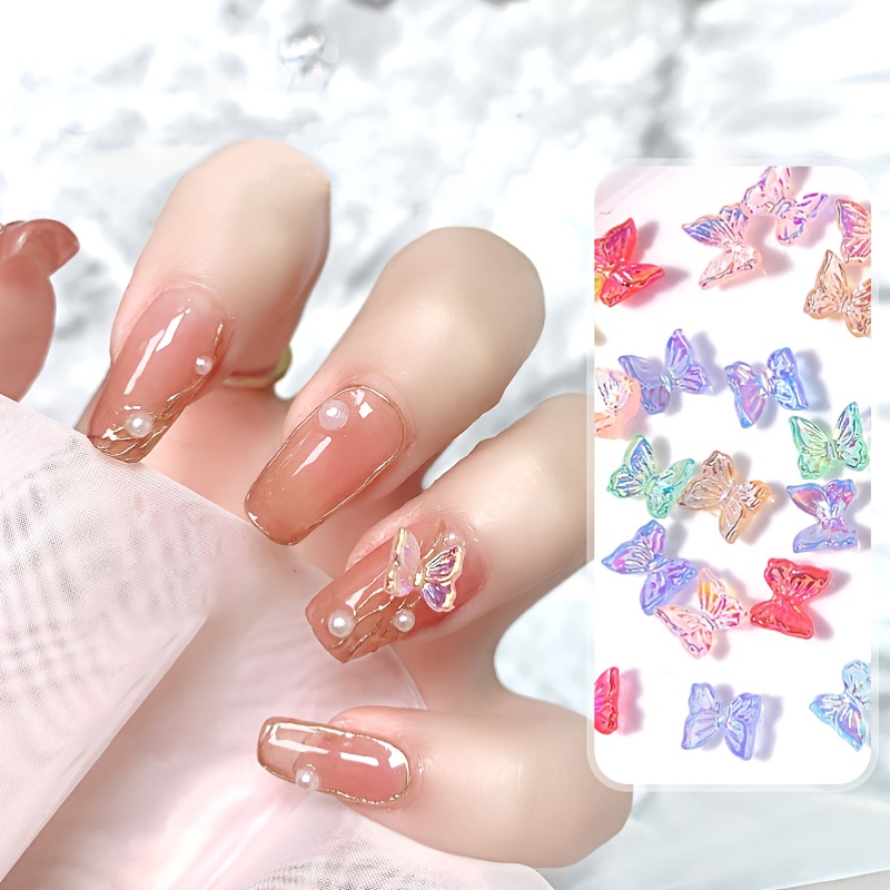 3dbutterfly Nail Art Charms For Acrylic Nails colorful - Temu