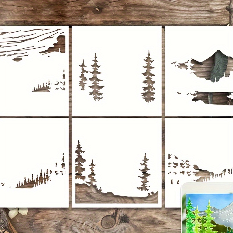 

Mountains/lakes/forests Artist Design: 6pcs-set Layered Stencils For Diy Scrapbooking, Embossing, Photo Albums, Birthday, Blessings, Holidays Such As Mother's Day Cards, And Other Crafts. !