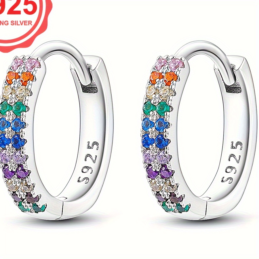 

4.2g S925 Hypoallergenic Earrings Colorful Zirconium Earrings Fallow Gorgeous Jewelry Earrings For Gift