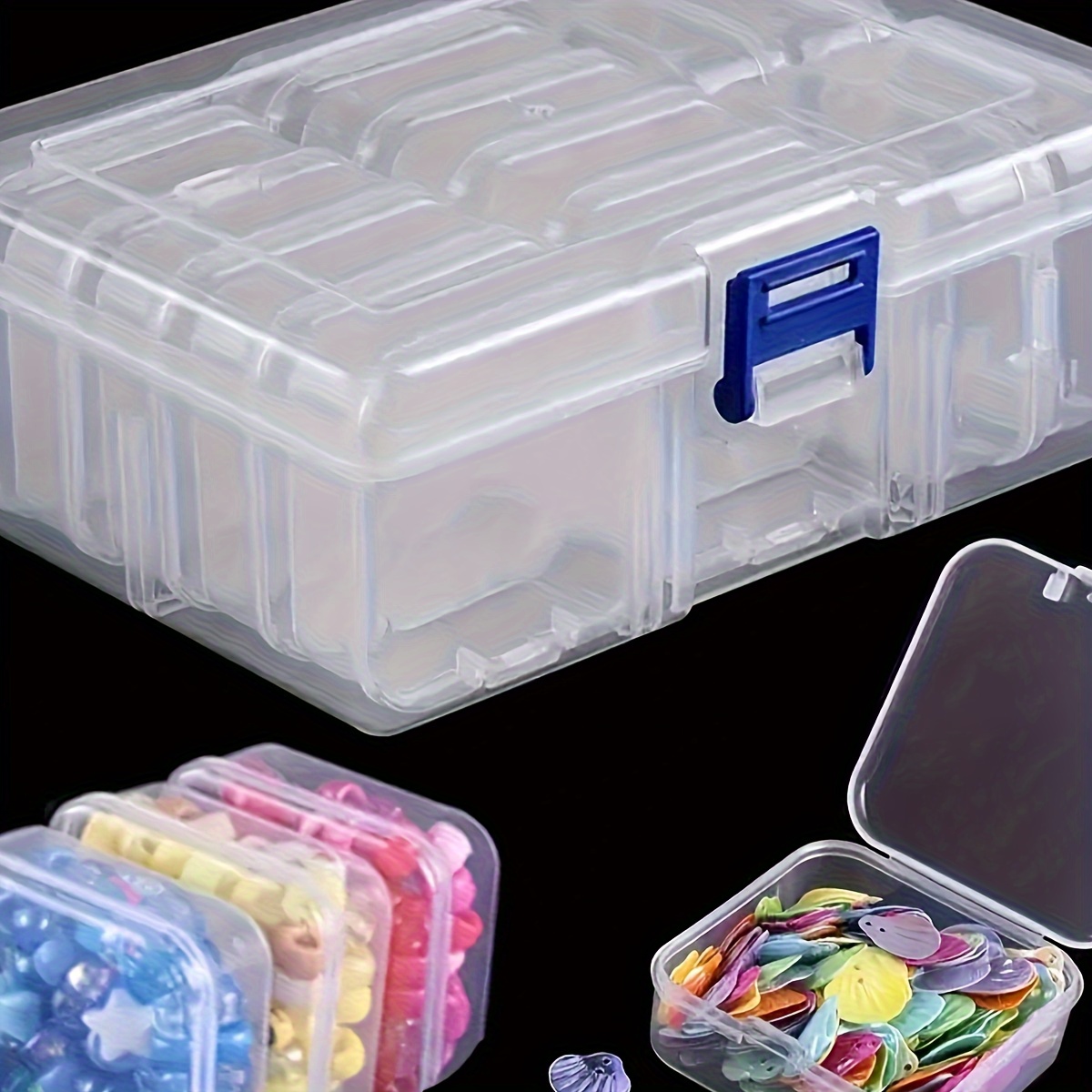 

14pcs Multipurpose Transparent Plastic Storage Box, Diy Diamond Painting Toolbox, Craft Jewelry Accessories Organizer, Bead Sorting Case Container, With Secure Snap Closure