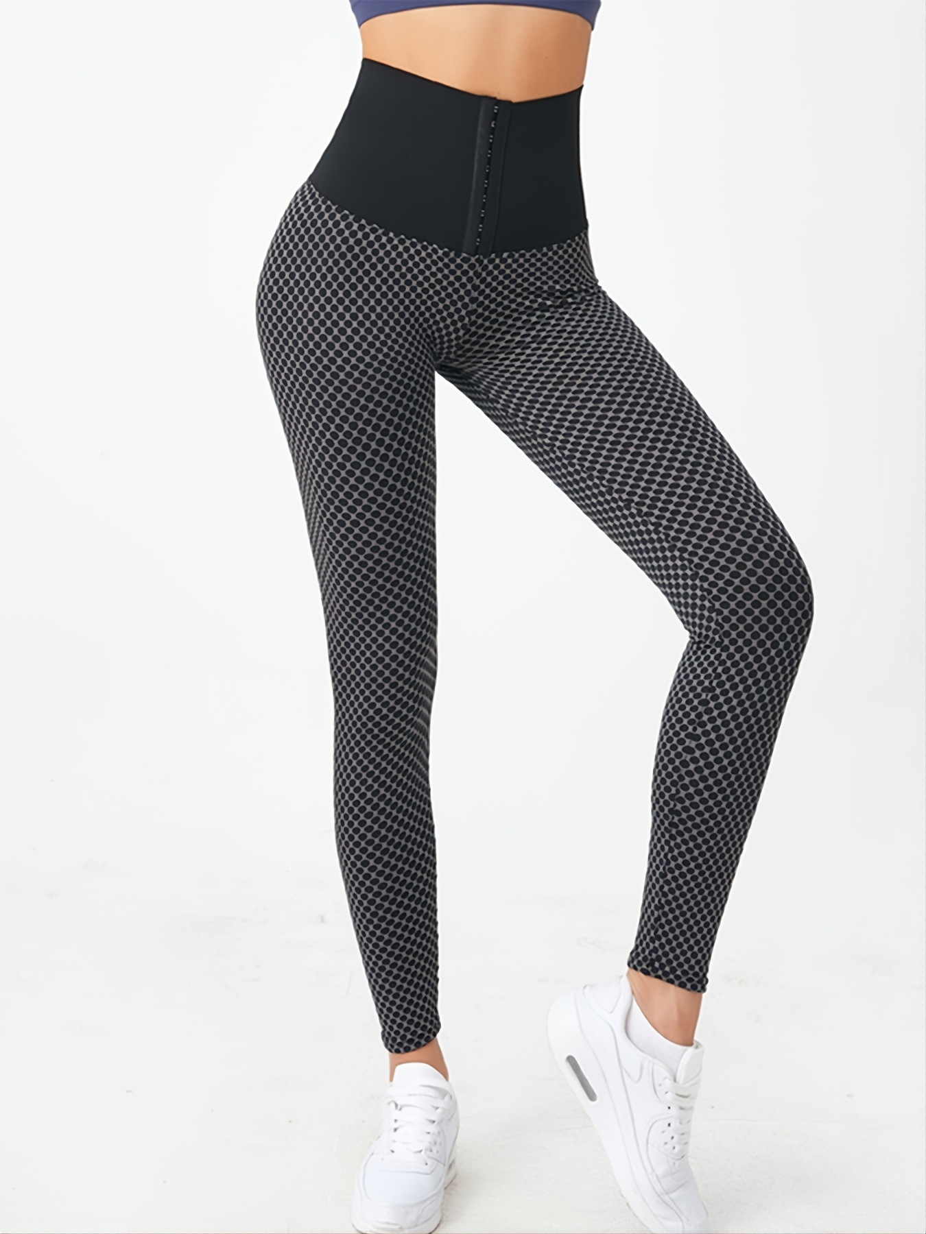 2pcs Yoga Pants Women Hip Lifting High Waist Stretch Sports Gym Pants  (Color : Grey, Size : Large)