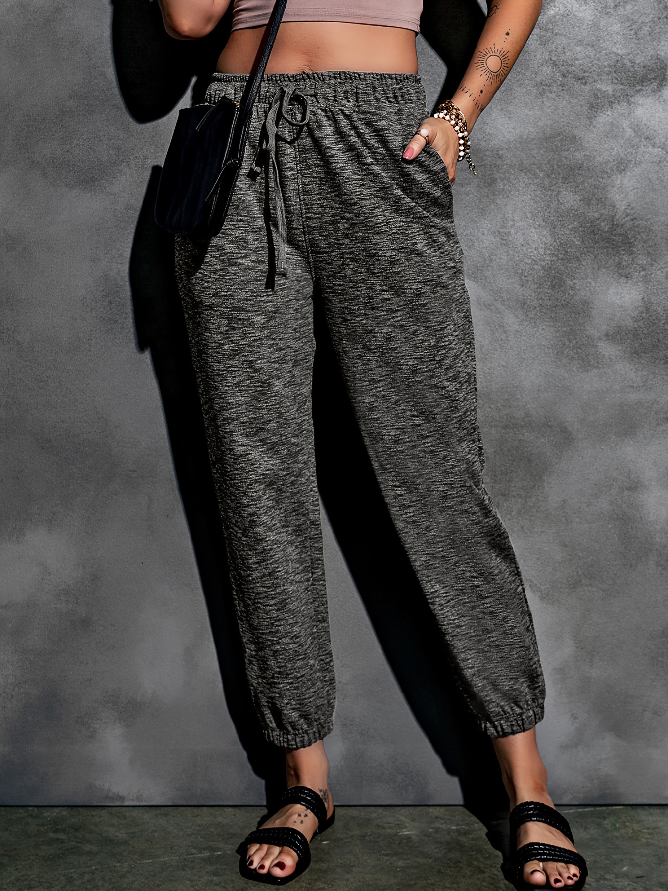 Women's Textured Drawstring Sweatpants - Comfort and Style Combined!