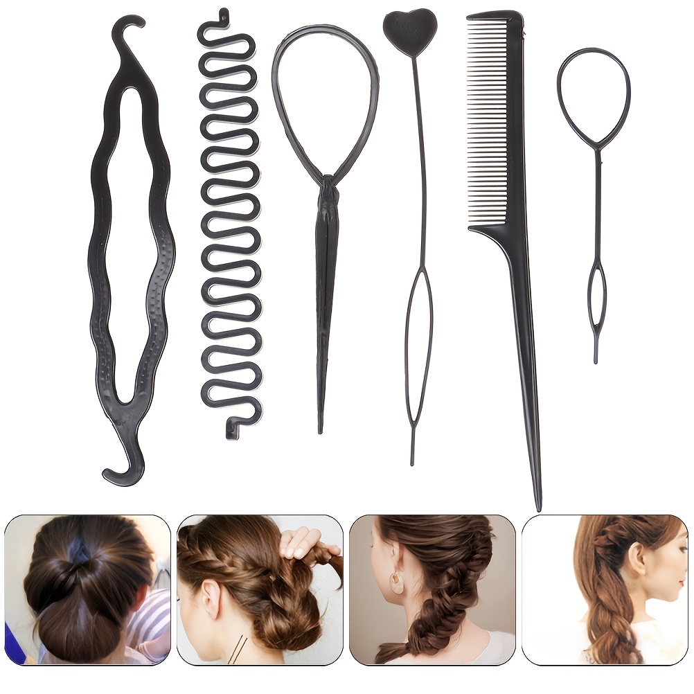 Plastic Black Hair Braiding Tools Set Hair Pulling - Temu