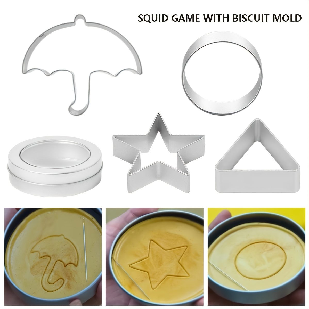 1 Set Squid Game Cookie Cutters Set Stainless Steel Diy Biscuit Cutters  Pastry Cutters Hot Tv Cosplay Party Props Sweet Candy Making Tools Baking  Mould For Kitchen Baking (4 Shapes) - Home