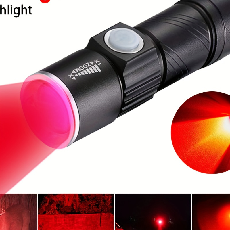 

Rechargeable Led Flashlight With Red Light - Usb Powered, 400mah Battery, Ideal For Outdoor Activities, Camping, Beekeeping & Fishing