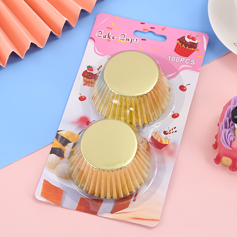 100pcs Round Aluminum Foil Cupcake Liners Disposable Thickened Baking Cups  High Temperature Resistant Muffin Cups Baking Accessories Party Supplies -  Home & Kitchen - Temu